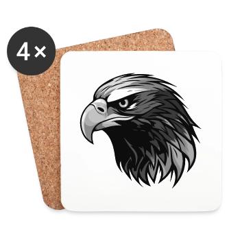 Adler Kopf - Untersetzer (4er-Set) - Weiß - Vorne