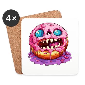Hässlicher Monster Donut - Untersetzer (4er-Set) - Weiß - Vorne