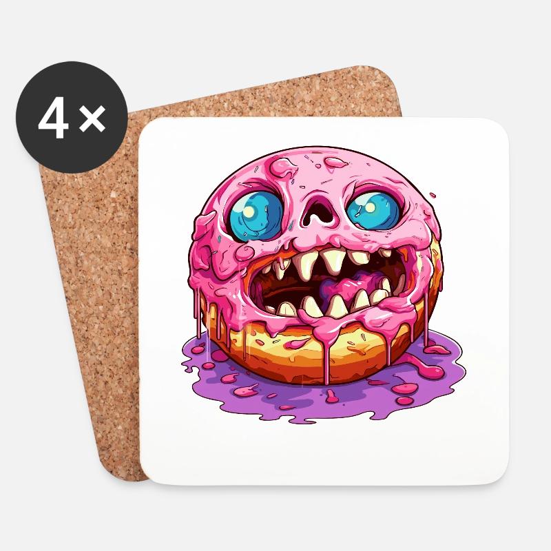 Hässlicher Monster Donut - Untersetzer (4er-Set) - Weiß
