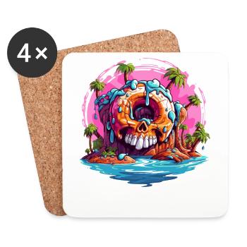Monster Island Donut - Coasters (set of 4) - white - Front
