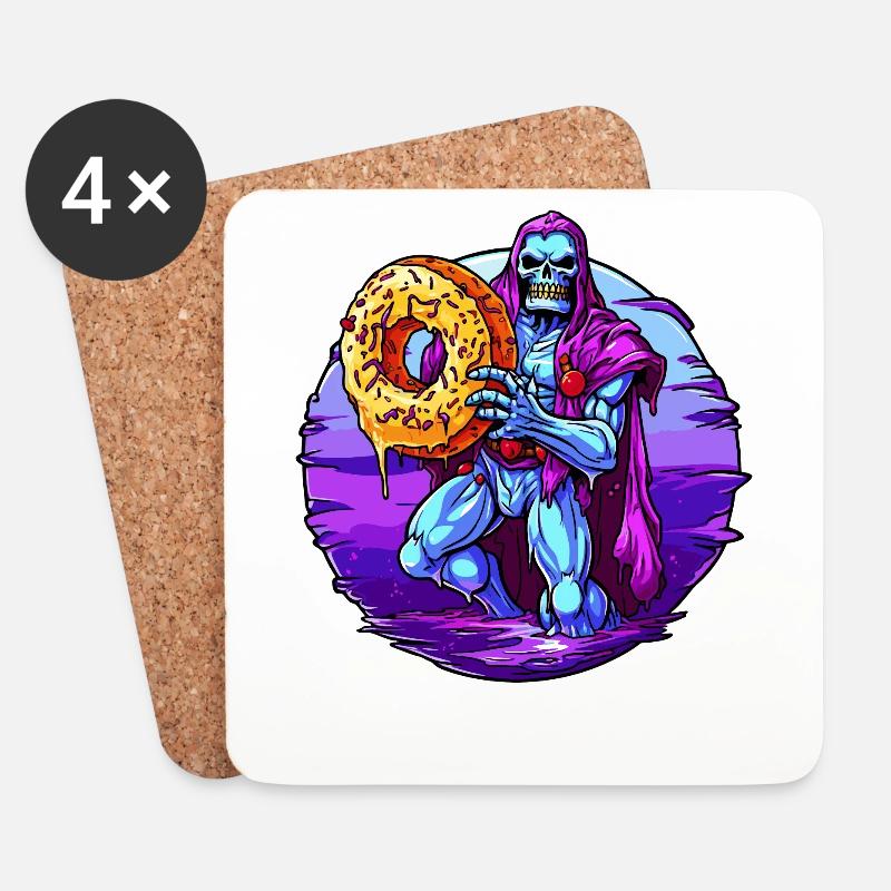 Der blaue Superschurken Skelett Donut - Untersetzer (4er-Set) - Weiß