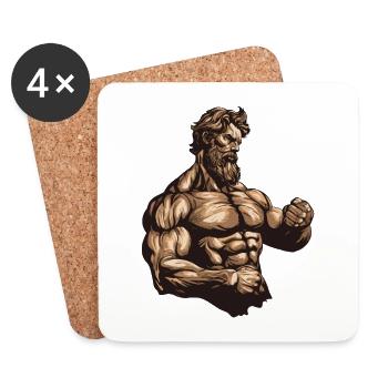 Bodybuilder Musculation Muscles - Dessous de verre (lot de 4) - blanc - Devant
