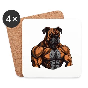 Hund Muskeln Workout Gym Fitness - Untersetzer (4er-Set) - Weiß - Vorne