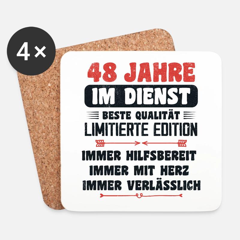 48 Jahre im Dienst 48 Jähriges Dienstjubiläum - Untersetzer (4er-Set) - Weiß