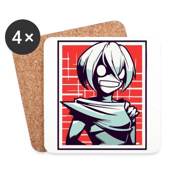 Style d’anime de dessin animé : Zombie Ghoul Girl - Dessous de verre (lot de 4) - blanc - Devant