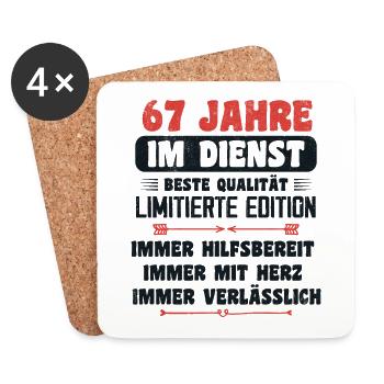 67 Jahre im Dienst 67 Jähriges Dienstjubiläum - Untersetzer (4er-Set) - Weiß - Vorne