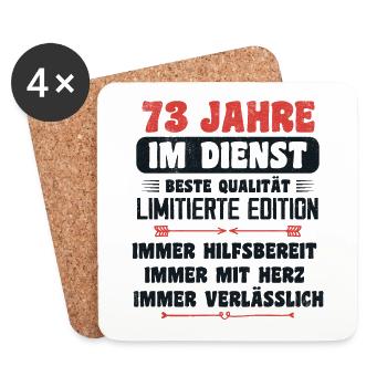 73 Jahre im Dienst 73 Jähriges Dienstjubiläum - Untersetzer (4er-Set) - Weiß - Vorne