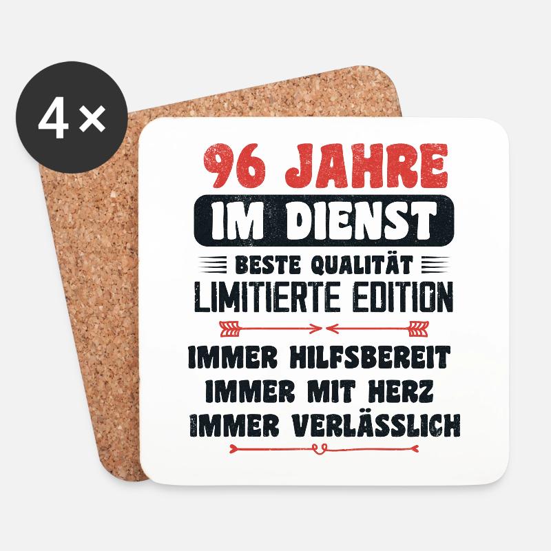 96 Jahre im Dienst 96 Jähriges Dienstjubiläum - Untersetzer (4er-Set) - Weiß