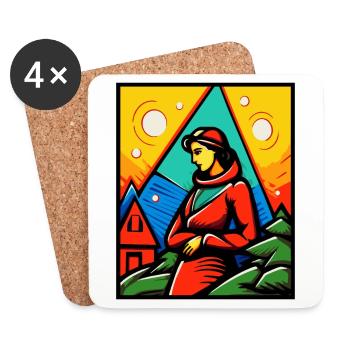Is this art, the woman from the Alps - Coasters (set of 4) - white - Front