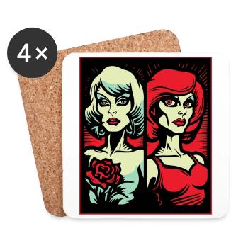 Roses and Women - Coasters (set of 4) - white - Front