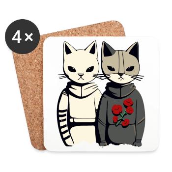 Cartoon Rivals: Cat vs. Cat - Coasters (set of 4) - white - Front