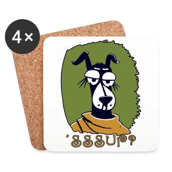 Quoi de neuf, quoi de neuf, un chien de dessin animé cool - Dessous de verre (lot de 4) - blanc - Devant