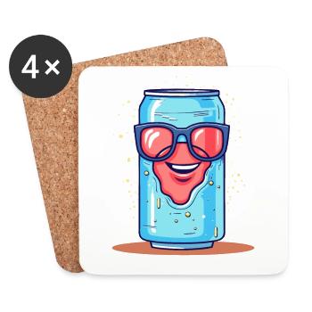 Glitzernd coole Getränkedose Dose mit Sonnenbrille - Untersetzer (4er-Set) - Weiß - Vorne
