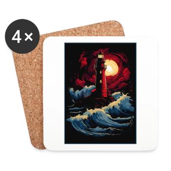 Der alte Leuchtturm - Untersetzer (4er-Set) - Weiß - Vorne