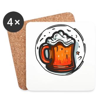 Une chope de bière avec de la bière - Dessous de verre (lot de 4) - blanc - Devant