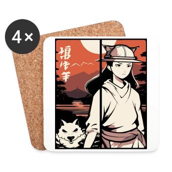 Fille d’anime japonaise : je le fais de cette façon - Dessous de verre (lot de 4) - blanc - Devant