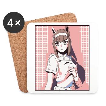 Weebs lieben Anime Mädchen - Untersetzer (4er-Set) - Weiß - Vorne