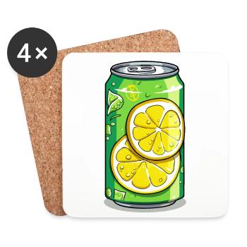 Limonaden Dose mit Zitronen Aroma - Untersetzer (4er-Set) - Weiß - Vorne