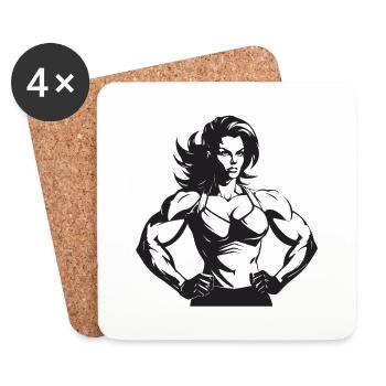 Femme Muscles Fitness Gym - Dessous de verre (lot de 4) - blanc - Devant