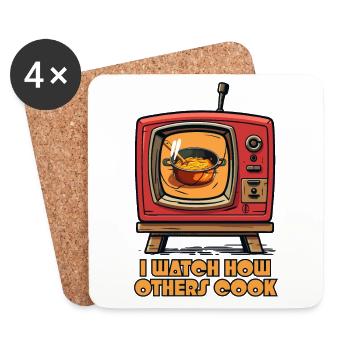 I watch how others cook - Coasters (set of 4) - white - Front