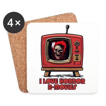 I love watching horror B-movies - Coasters (set of 4) - white - Front