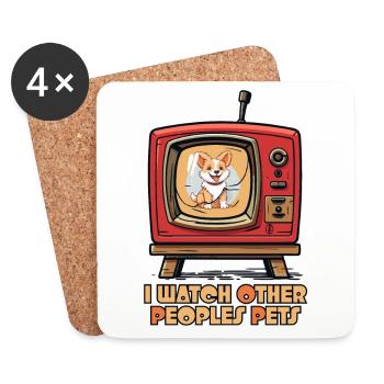 I watch other people's pets on TV - Coasters (set of 4) - white - Front
