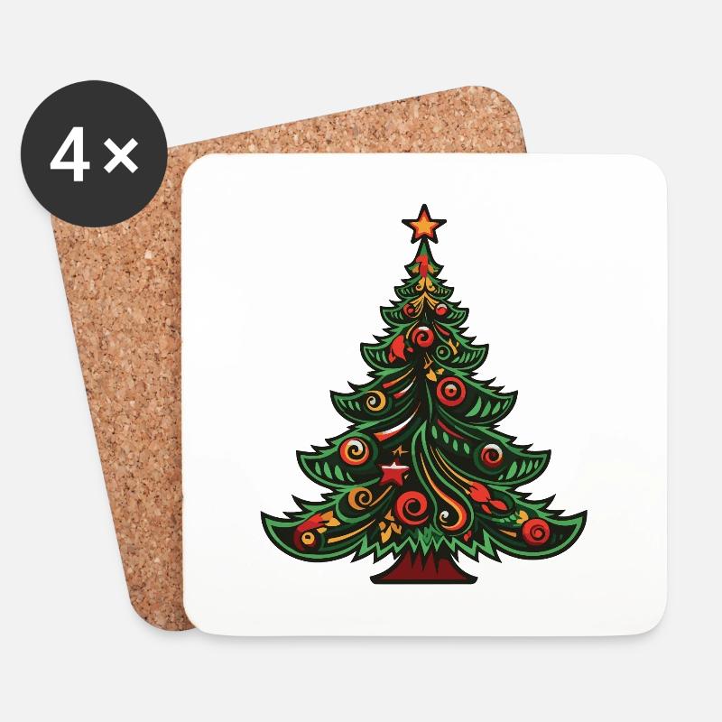 Weihnachtsbaum Weihnachten Xmas - Untersetzer (4er-Set) - Weiß