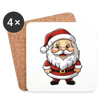 Père Noël Illustration de bande dessinée - Dessous de verre (lot de 4) - blanc - Devant