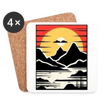 Mountains and nature - Coasters (set of 4) - white - Front