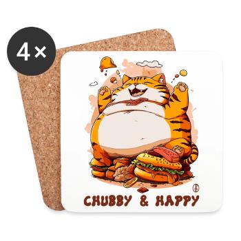 Content fat happy cat - Coasters (set of 4) - white - Front