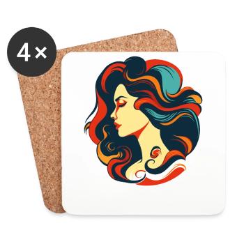 Une femme aux cheveux magnifiques - Dessous de verre (lot de 4) - blanc - Devant