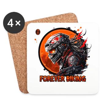 Forever Biking : Skull Emblem à moto - Dessous de verre (lot de 4) - blanc - Devant