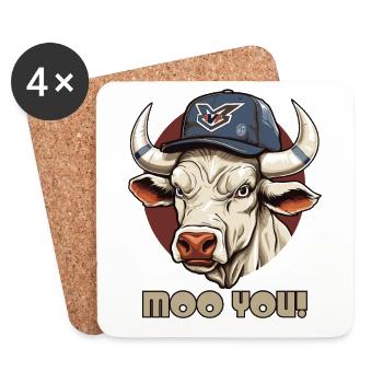 Moo You, Baseball Moo Cow - Coasters (set of 4) - white - Front