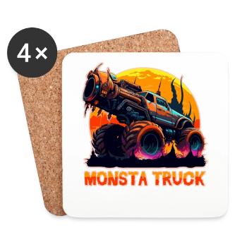 Großer böser Monstertruck - Untersetzer (4er-Set) - Weiß - Vorne