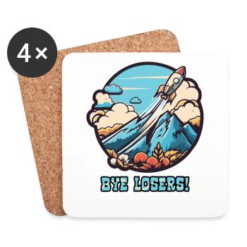 Bye bye, les perdants ! Lancement de la fusée - Dessous de verre (lot de 4) - blanc - Devant