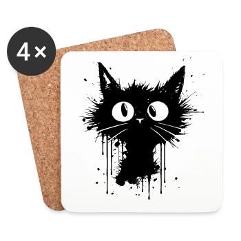 Die verrückte verwirrte Katze - Untersetzer (4er-Set) - Weiß - Vorne
