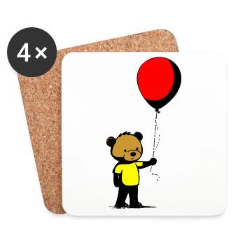 Ein Bär mit Ballon - Untersetzer (4er-Set) - Weiß - Vorne