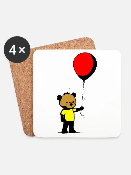 Ein Bär mit Ballon - Untersetzer (4er-Set) - Weiß