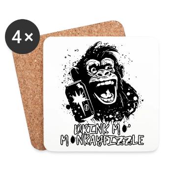 Drink More Crazy Monkey Soda Cans Juice - Coasters (set of 4) - white - Front
