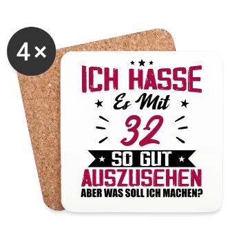 Ich hasse es mit 32 Geburtstag Gut Aussehen - Untersetzer (4er-Set) - Weiß - Vorne