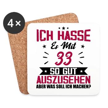 Ich hasse es mit 33 Geburtstag Gut Aussehen - Untersetzer (4er-Set) - Weiß - Vorne