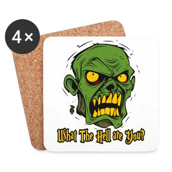 What the hell are you? A crazy zombie - Coasters (set of 4) - white - Front