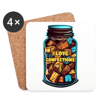 J’aime les bonbons : un pot plein de friandises - Dessous de verre (lot de 4) - blanc - Devant