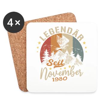 Legendär Seit November 1980 - 1980 - Untersetzer (4er-Set) - Weiß - Vorne