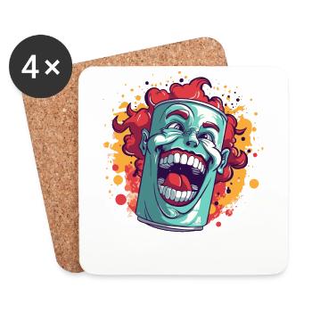 Une boîte avec un drôle de clown - Dessous de verre (lot de 4) - blanc - Devant