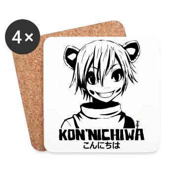 Konnichiwa Anime Fille - Dessous de verre (lot de 4) - blanc - Devant