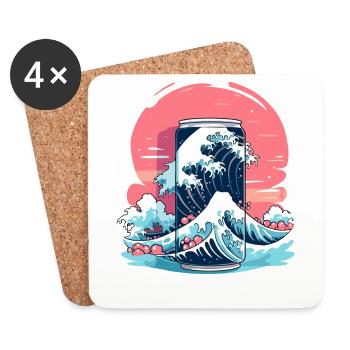 La grande canette de Fuji et Kanagawa - Dessous de verre (lot de 4) - blanc - Devant