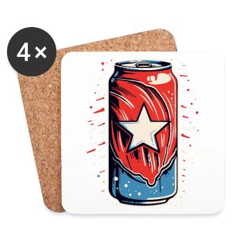 Une étoile et une boîte de conserve - Dessous de verre (lot de 4) - blanc - Devant