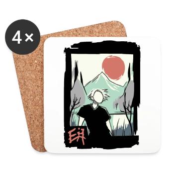 Beautiful day in nature under Japan's red sun - Coasters (set of 4) - white - Front