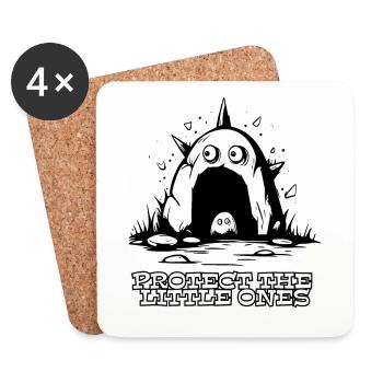 Cartoon: Protect the little ones - Coasters (set of 4) - white - Front